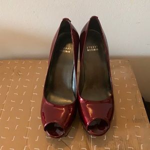 Stuart Weitzman 8.5. Platform, Peep toe pumps, burgundy